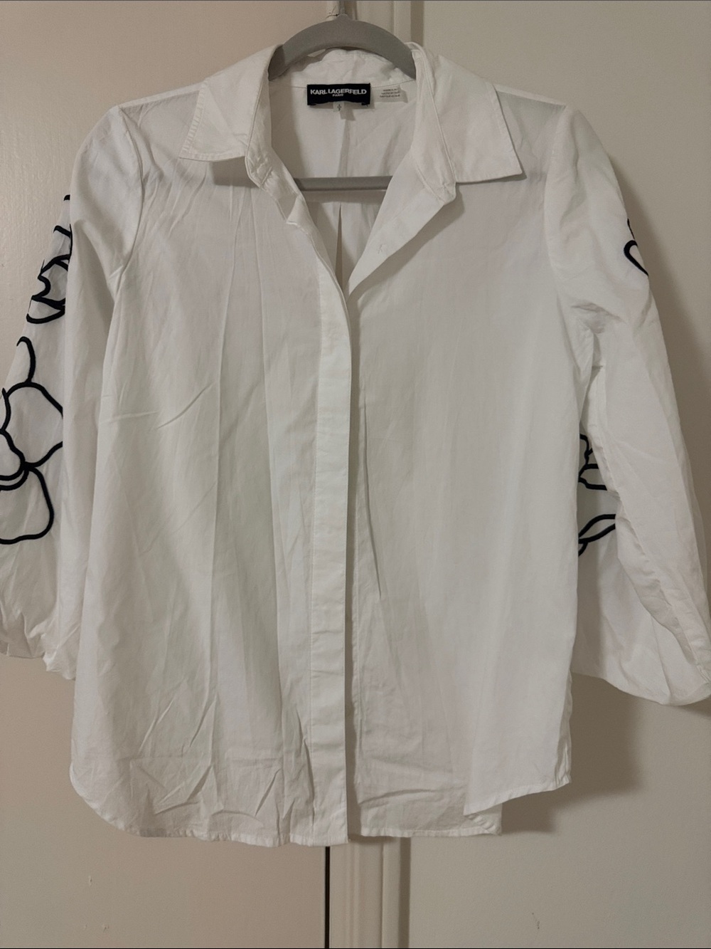 KARL LAGERFELD PARIS Floral Puff Sleeve Shirt Size Small